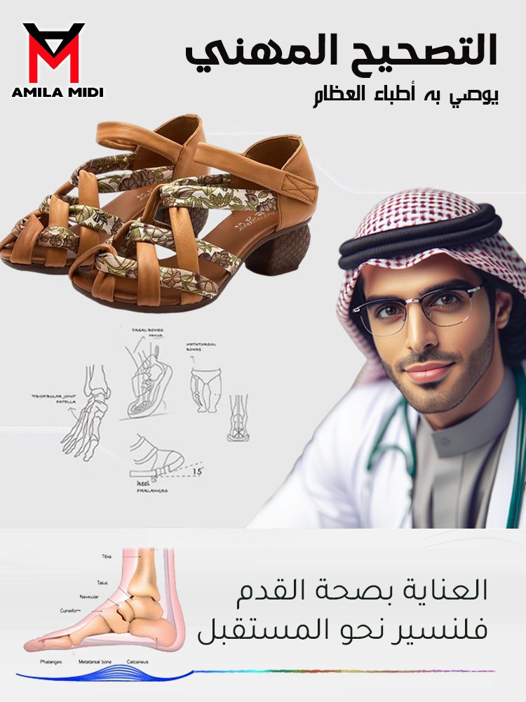 صندل كاجوال جديد بكعب عال وسطح ناعم من الجلد الأصلي