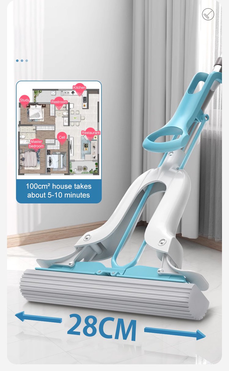 Versatile sponge mop for kitchen and bathroom cleaning