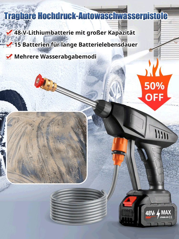 Tragbare Hochdruck-Autowaschwasserpistole