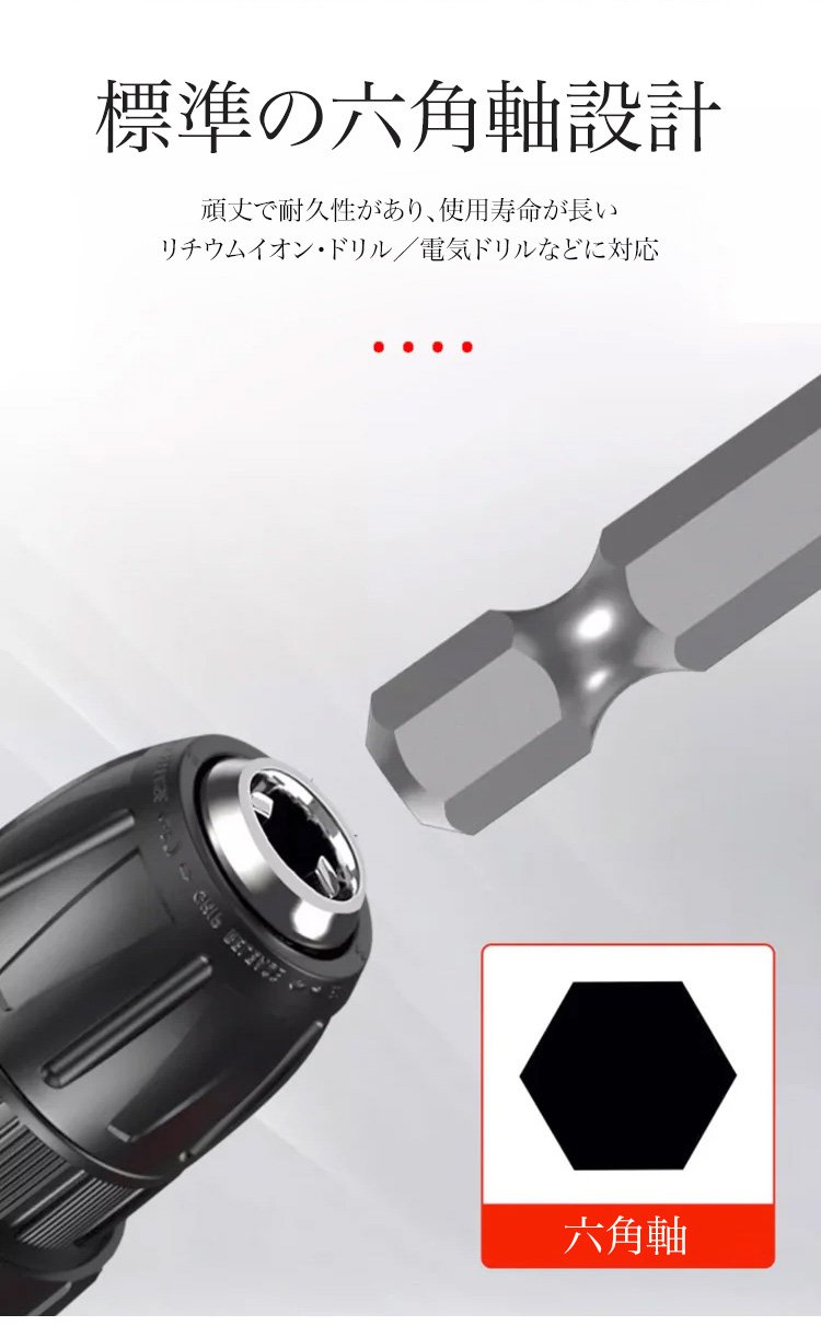 六角軸偏心ビットの先端形状クローズアップ