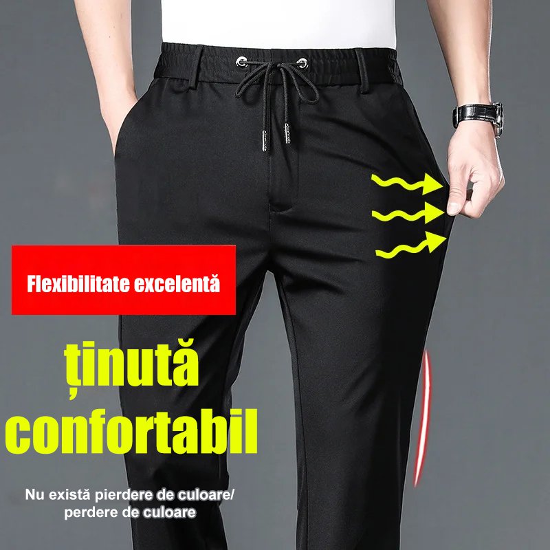 Pantaloni sport cu talie elastică și curea groasă pentru sezonul toamnă-iarnă.
