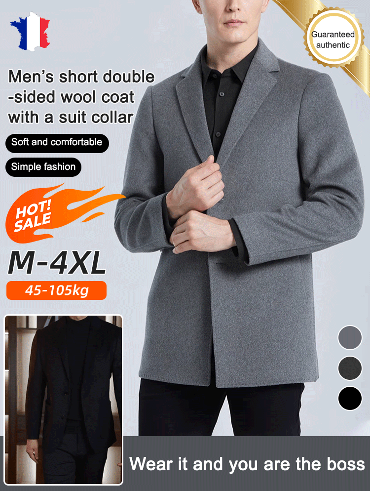 Men's suit collar double-faced cashmere short coat