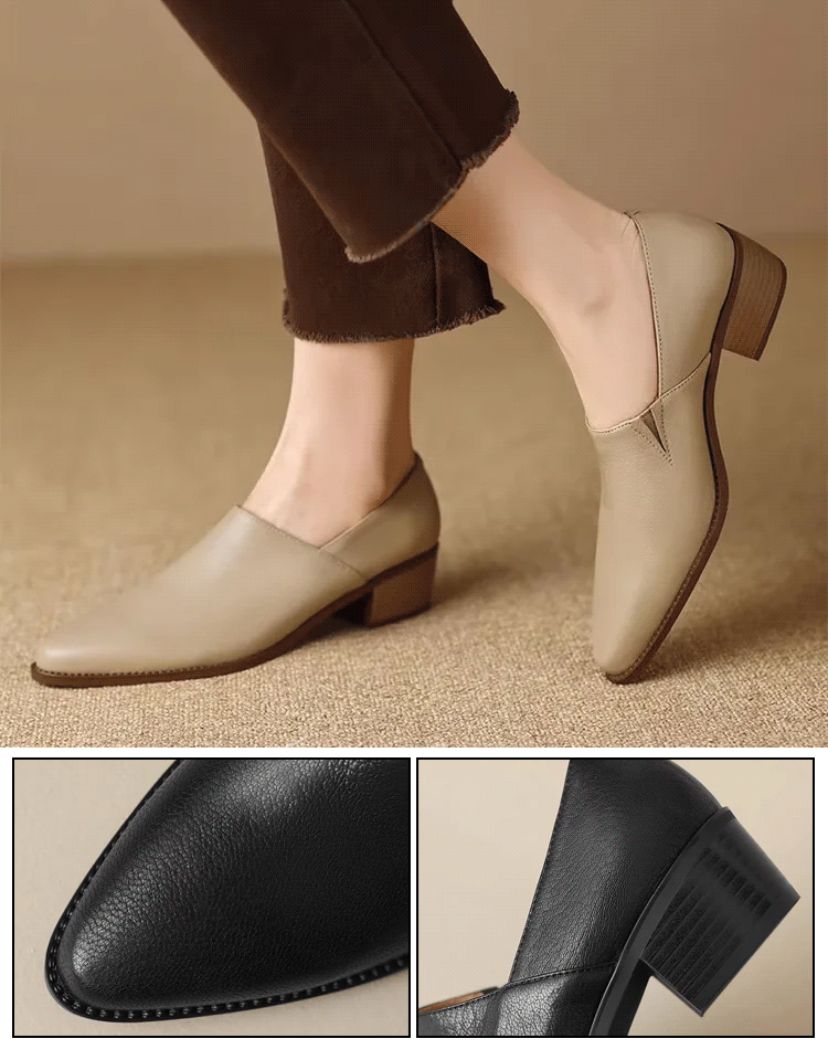 Chaussures vintage à bout pointu en peau d'agneau