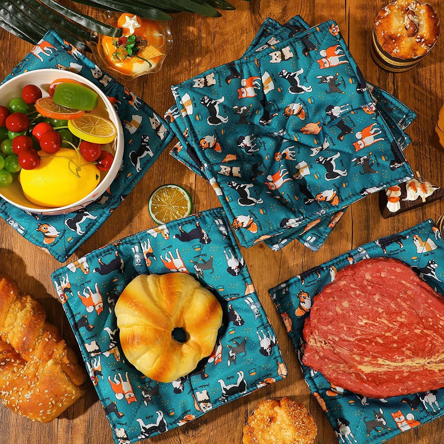 100% POLYESTER Cotton  Microwave Safe Pot Food Quilted Cozy for Soup Bowl Huggers Holders Hot Pads R