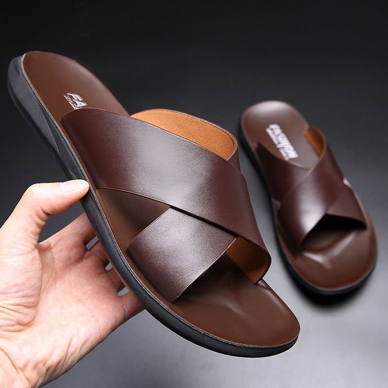 Chanclas de cuero genuino para hombre