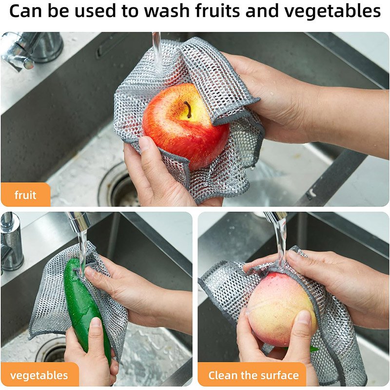 Esun Kitchen Supplies Microfiber Wire Dishcloth Multifunctional Non-Scratch Eco-Friendly and Multipu