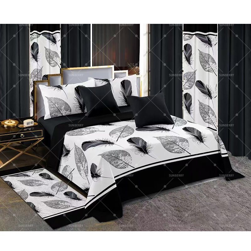 Bedding 13 Piece Sheet Collections King Size Bed Sheets Set with Carpet Wholesale Price Printed Curt