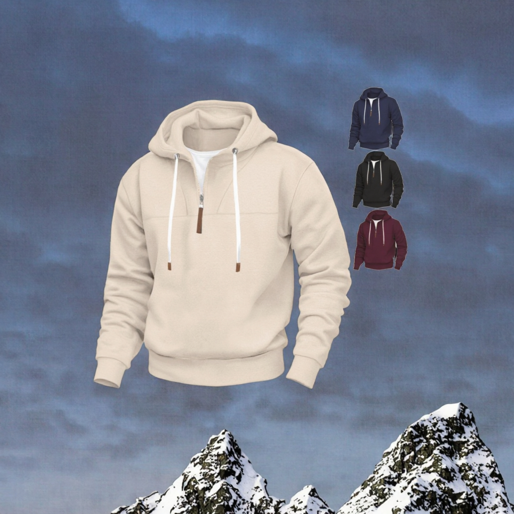 Sudadera gruesa de hombre con cuello alto y bordado