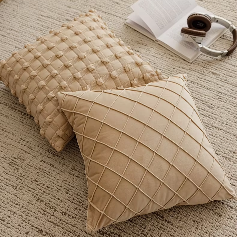Home Decor Beige Polyester Sofa Pillow