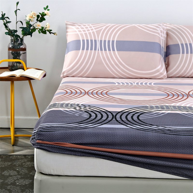 Sábana ajustable de microfibra premium con patrón geométrico