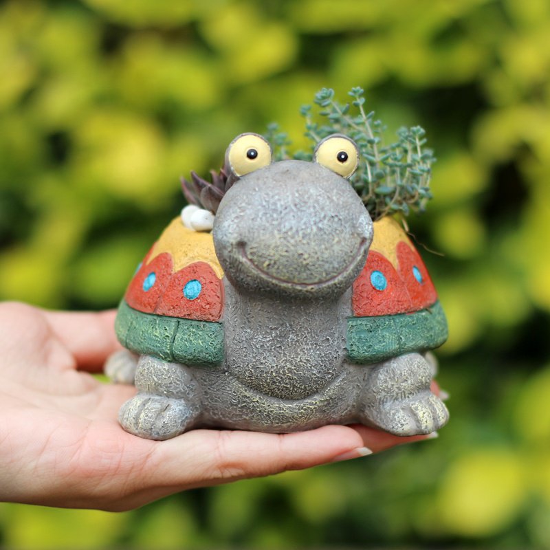 Turtle-shaped decorative plant pot