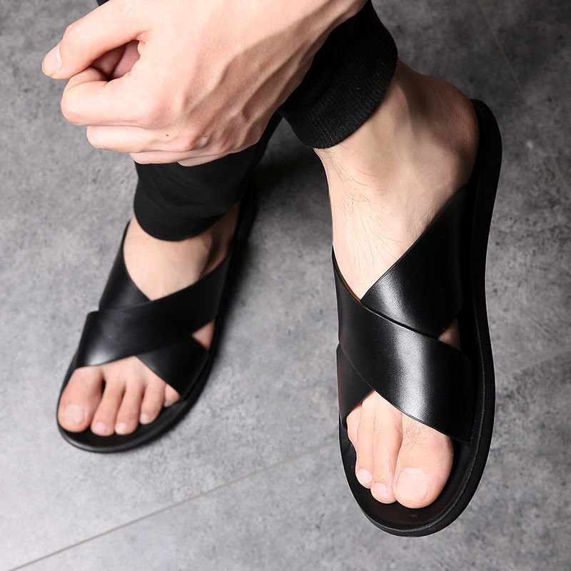 Chanclas de cuero genuino para hombre