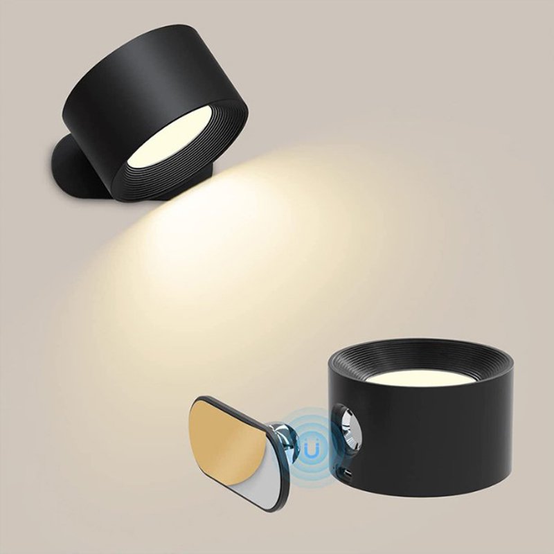 Rechargeable Battery Operated 3 Color Temperatures Dimmable Wall Sconce Lamp Magnetic 360 Rotation C