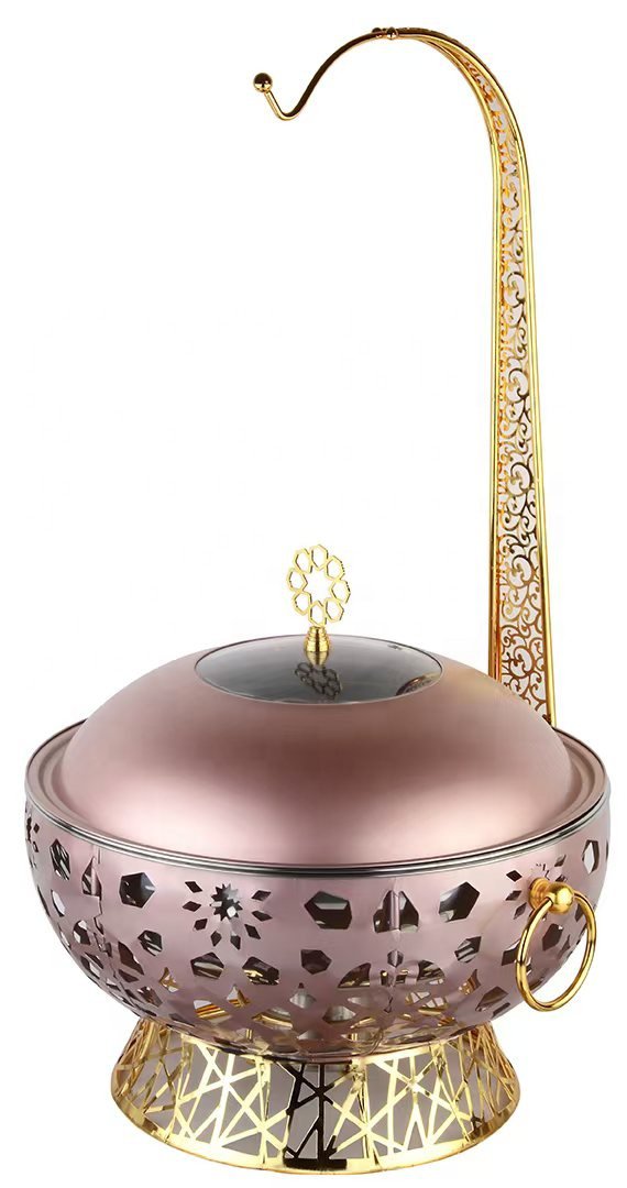 Tapa redonda de acero inoxidable de 8L con colgador para olla de hot pot