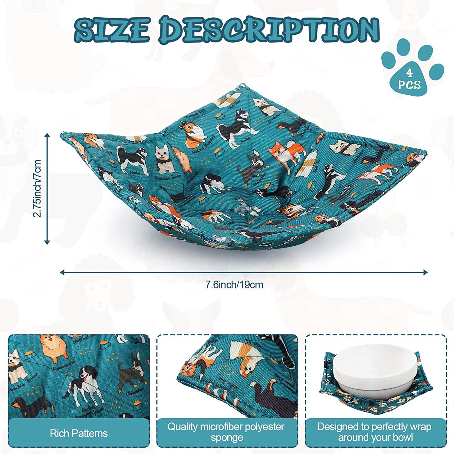 100% POLYESTER Cotton  Microwave Safe Pot Food Quilted Cozy for Soup Bowl Huggers Holders Hot Pads R