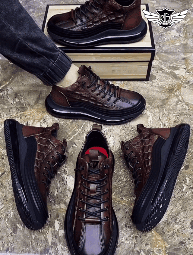 남성 고급 가죽 스니커즈