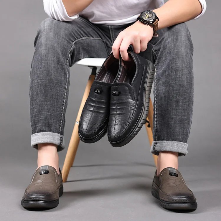 Bőr lágy talpú slip-on cipő