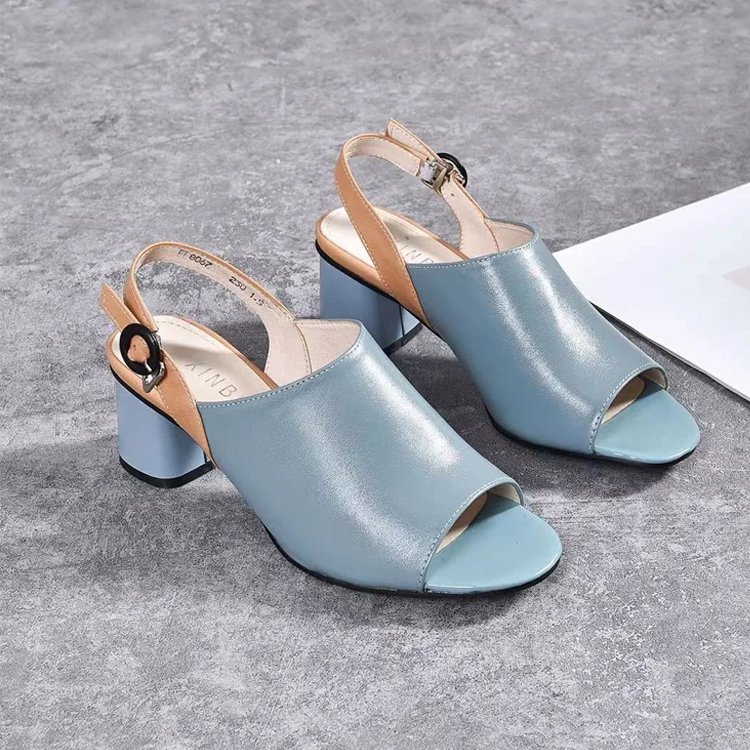 バイカラーミドル丈レディースサンダル