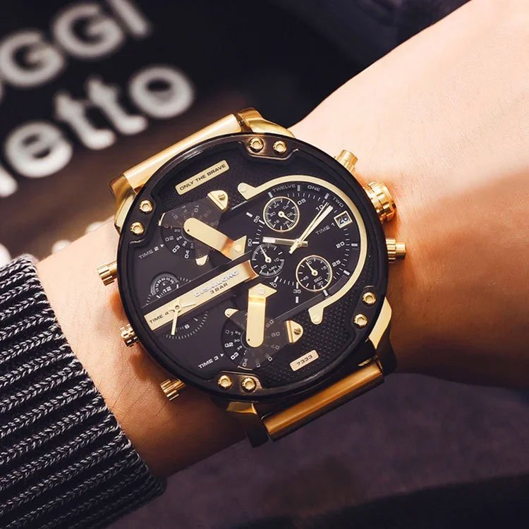 큰 문자판 수정 진동자 손목시계