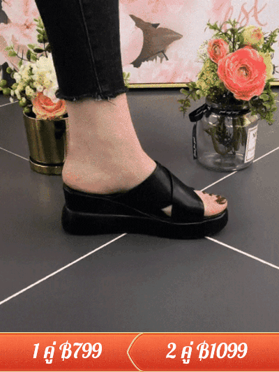 รองเท้าแตะส้นเตารีดสไตล์ลำลองสำหรับฤดูร้อน