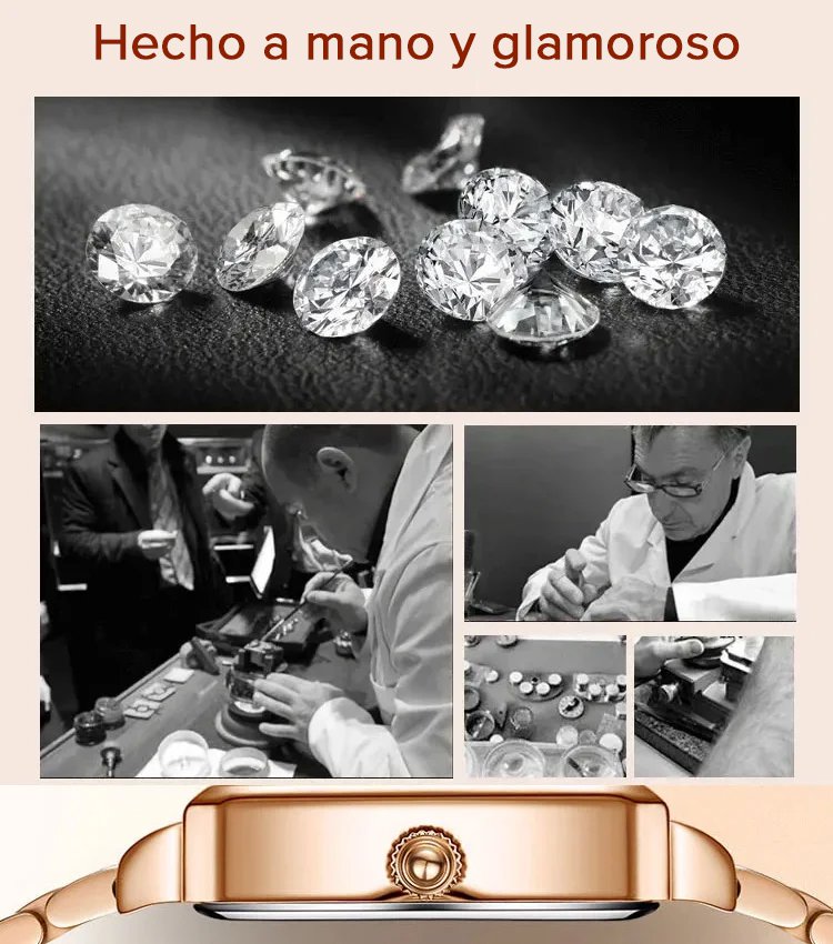 Reloj cuadrado de diamantes de lujo para mujer