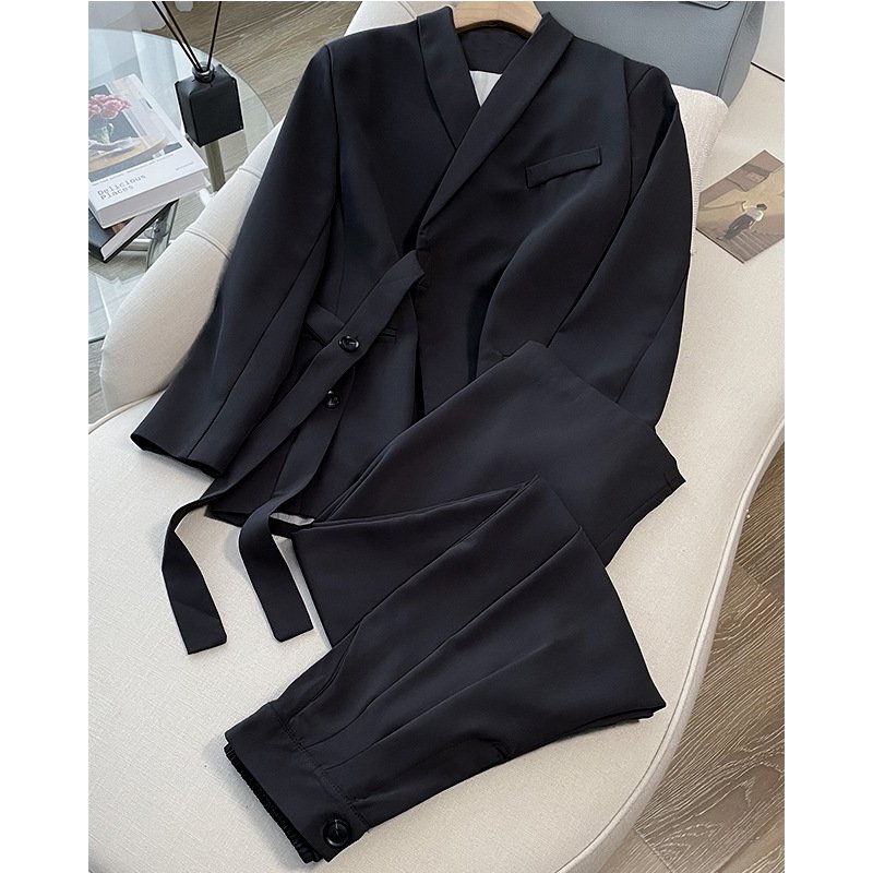 Design lace-up wide-leg trouser suit