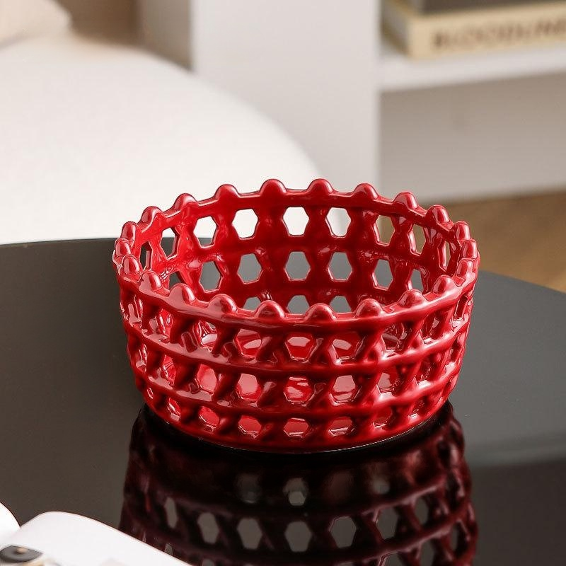 고급 도자기 펀칭 과일 바구니 인테리어 이미지