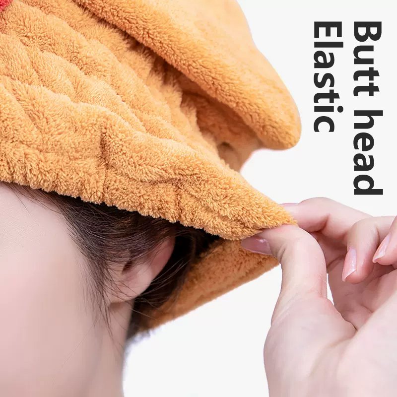 Coral velvet bow dry hair cap