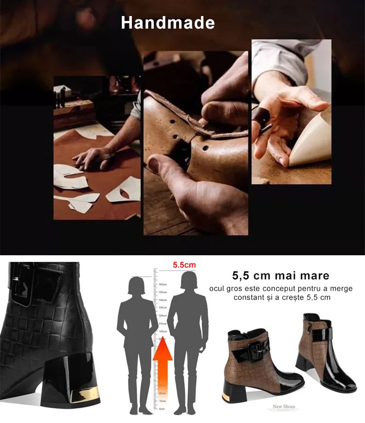 Pantofi dama cu cap patrat si toc gros