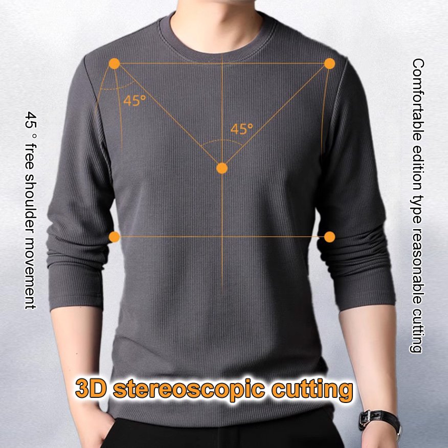 【High Quality】Round Neck Waffle Elastic Slim Fit Top