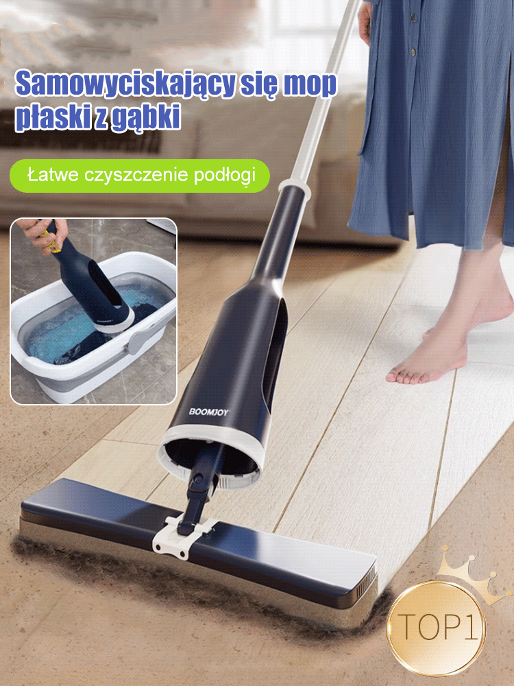 [Nowo zaktualizowany] Mop płaski z gąbką samowyciskającą