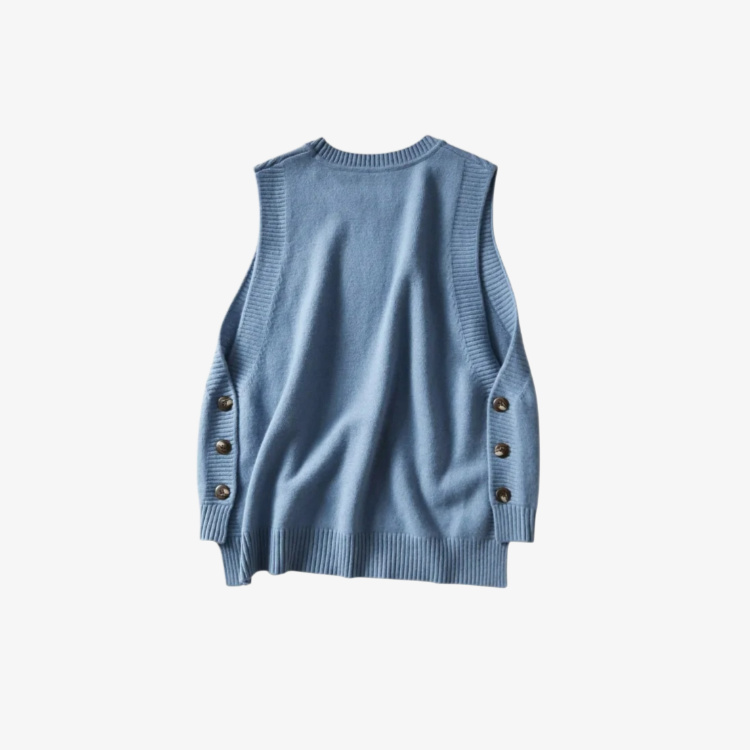 편안한 울 소재 니트 조끼 측면 모습