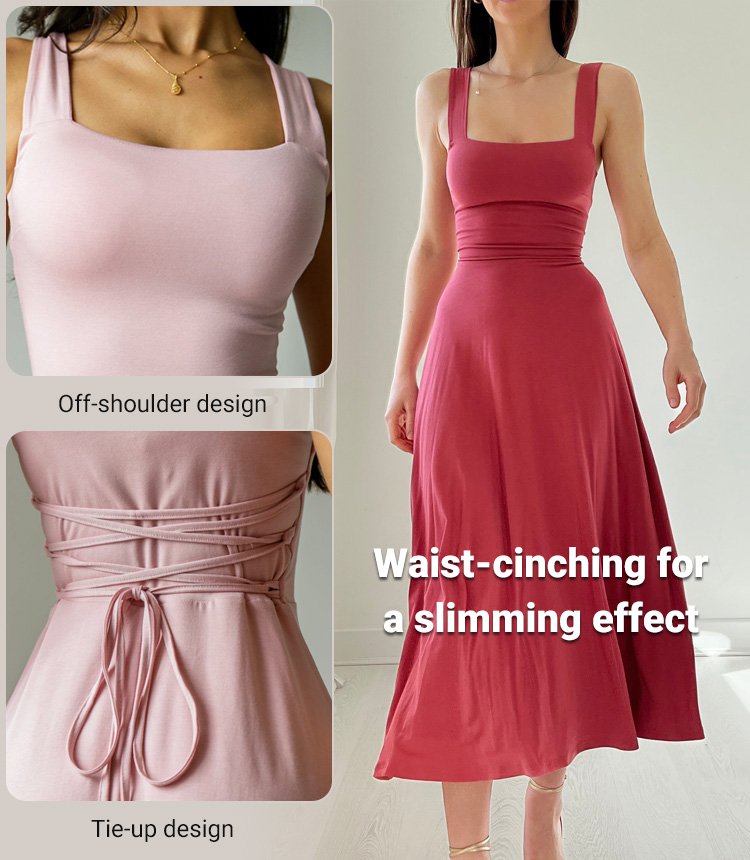 French-style cinched waist long dress