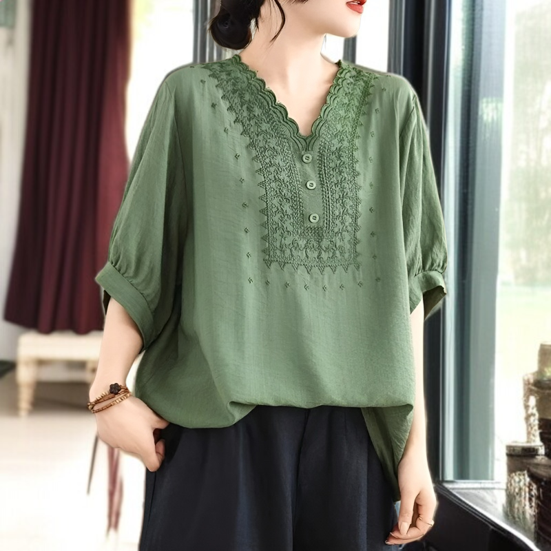 빈티지 루즈핏 여성 브이넥 루즈핏 빅사이즈 빈티지 여성 여름 상의