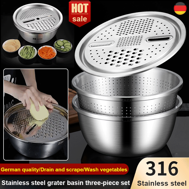 304 Stainless Steel Shaving Basin 3 Piece Set