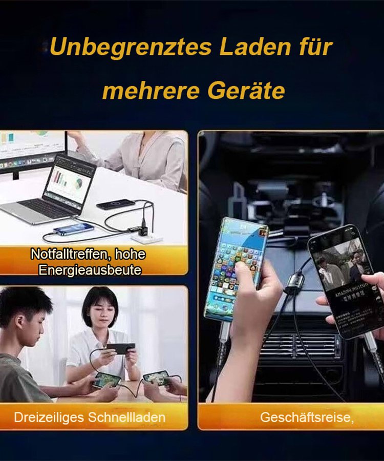 Transparentes Licht-emittierendes superschnelles Lade 3-in-1 Datenkabel