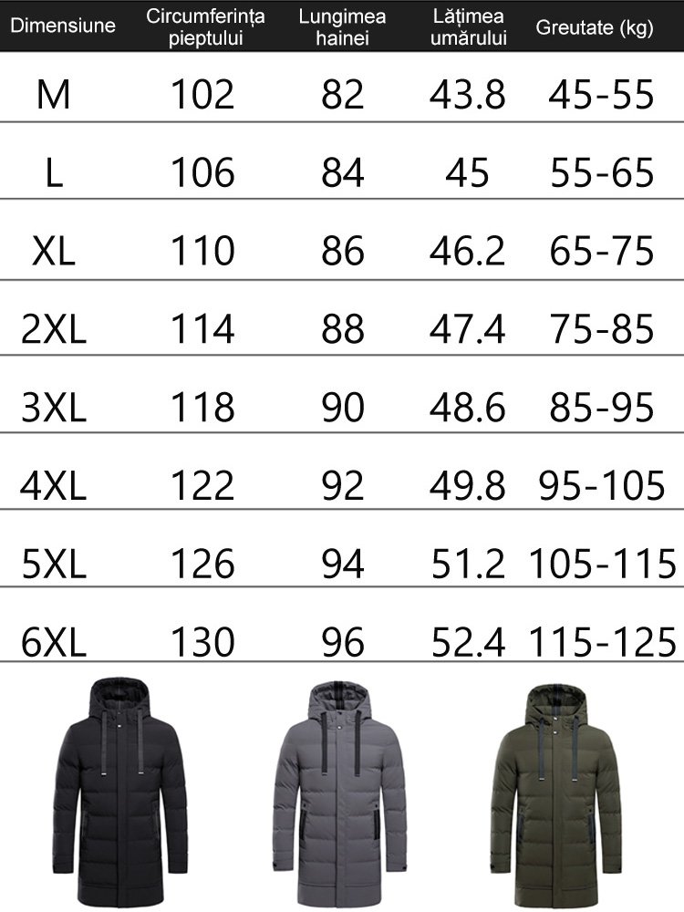 Jachetă pentru bărbați de lungime medie cu glugă