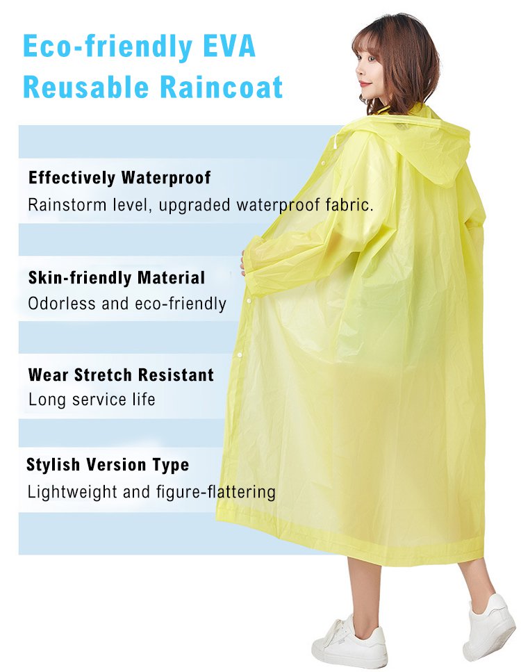 Eco-friendly EVA Reusable Raincoat