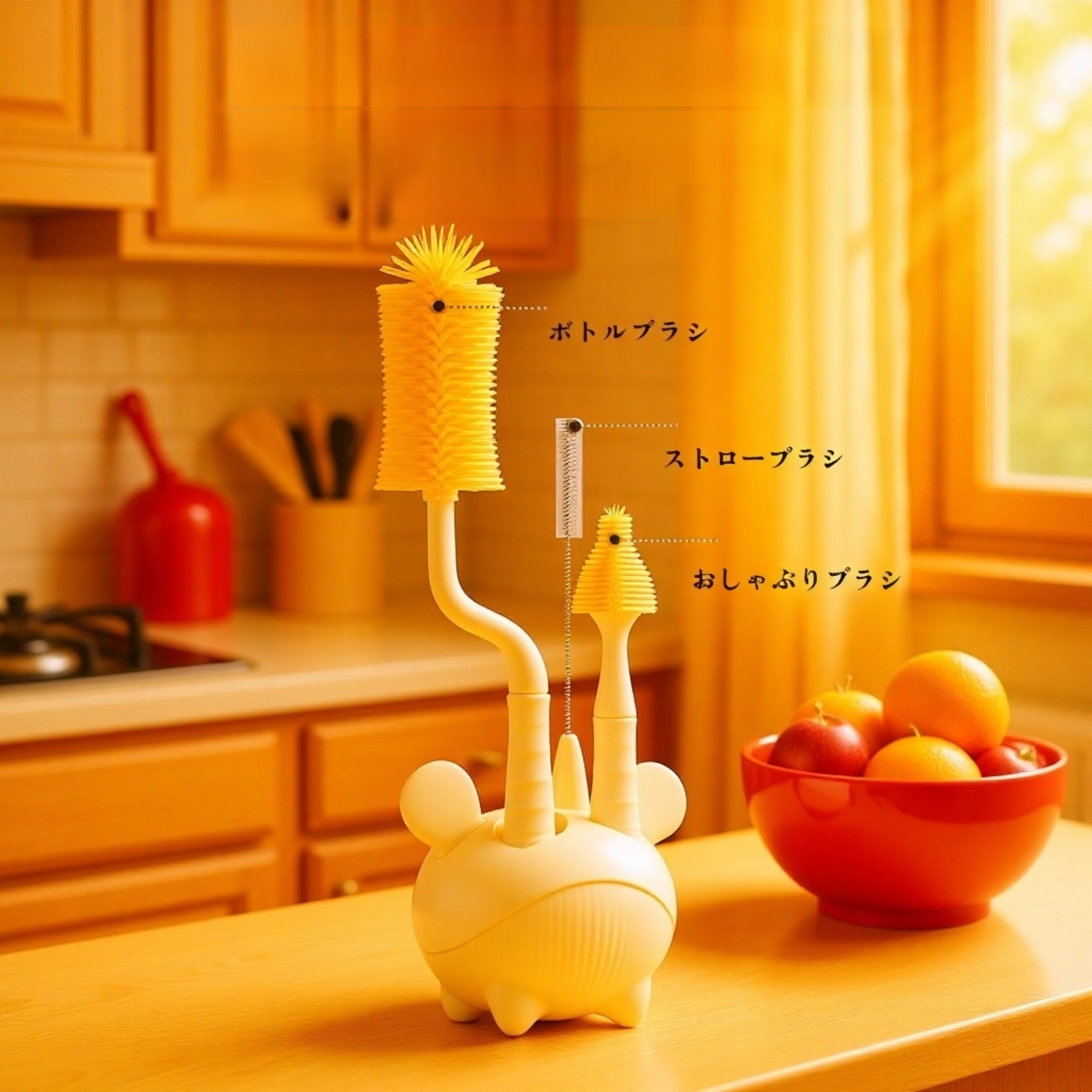 柔らかいシリコン素材の赤ちゃん用ブラシのアップ