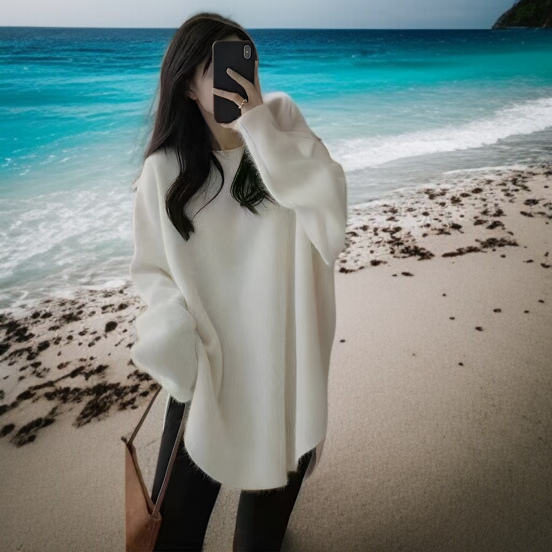 レディースニットセーター2024秋冬新作ソリッドカラー