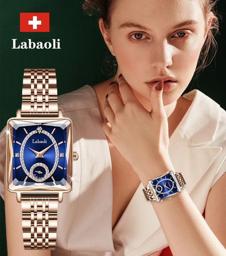 Reloj cuadrado de diamantes de lujo para mujer