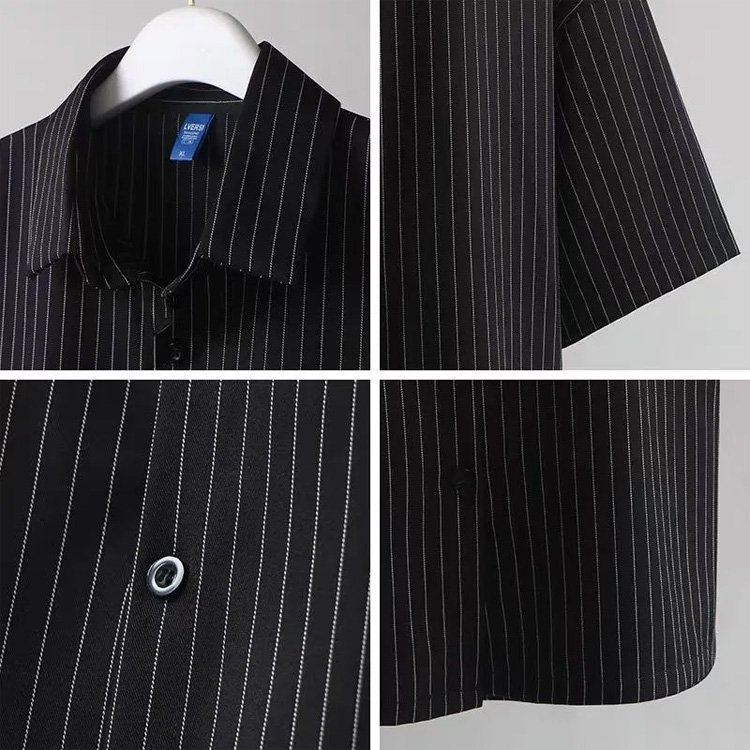 남성 줄무늬 5 부 소매 셔츠