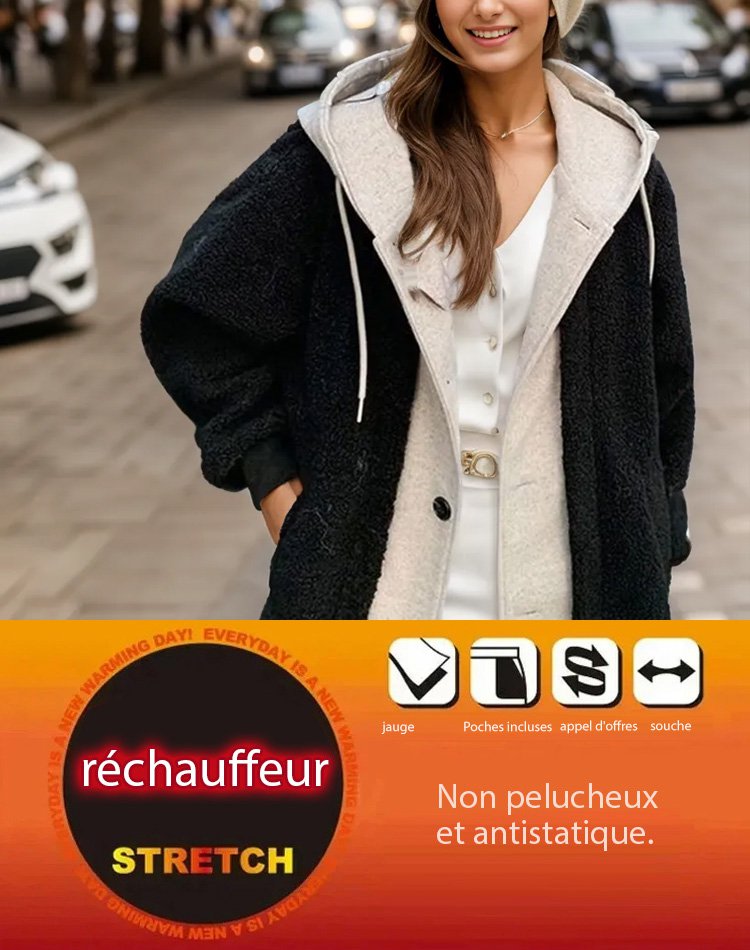 Manteau en laine à capuche