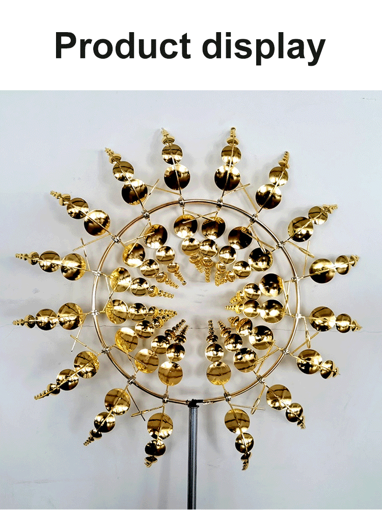 Sculptura de vânt în aer liber, rotativă, cu floarea soarelui