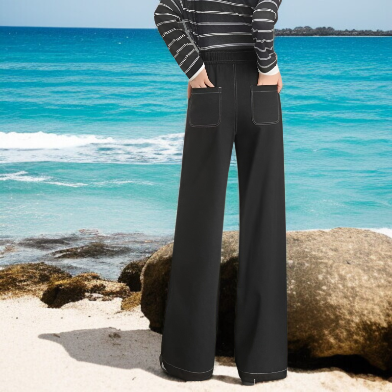 소프트 니트 스판 소재의 와이드 데님 팬츠