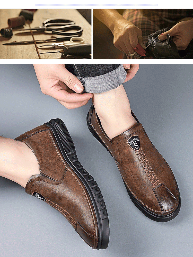 Męskie ręcznie robione skórzane buty wsuwane