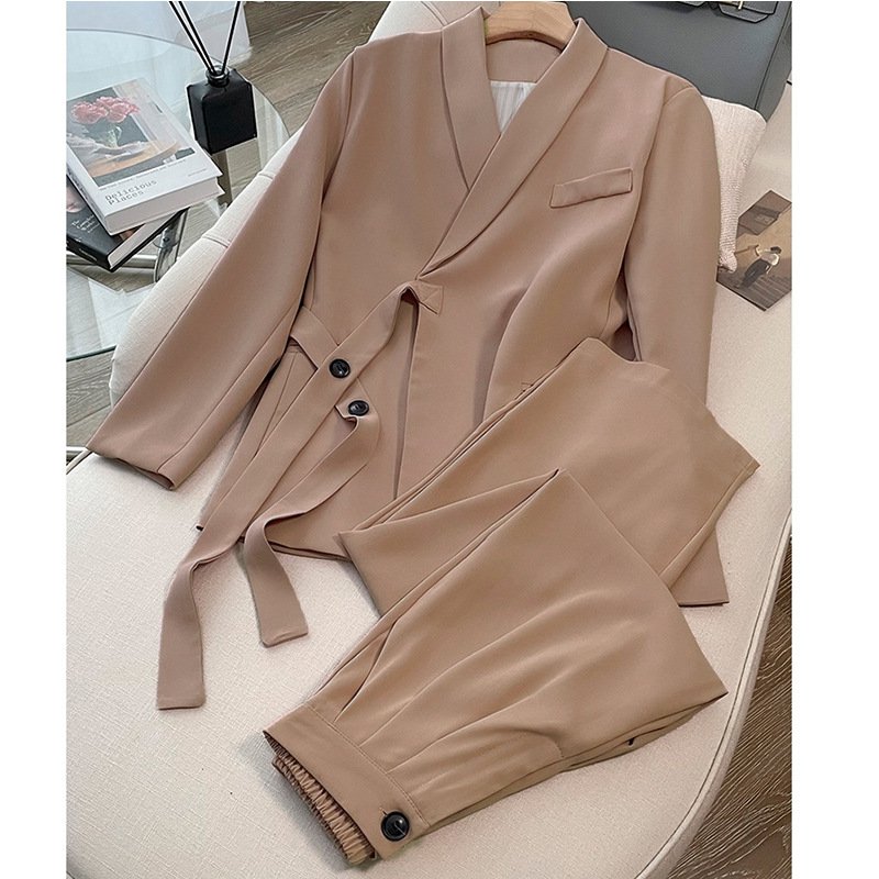 Design lace-up wide-leg trouser suit
