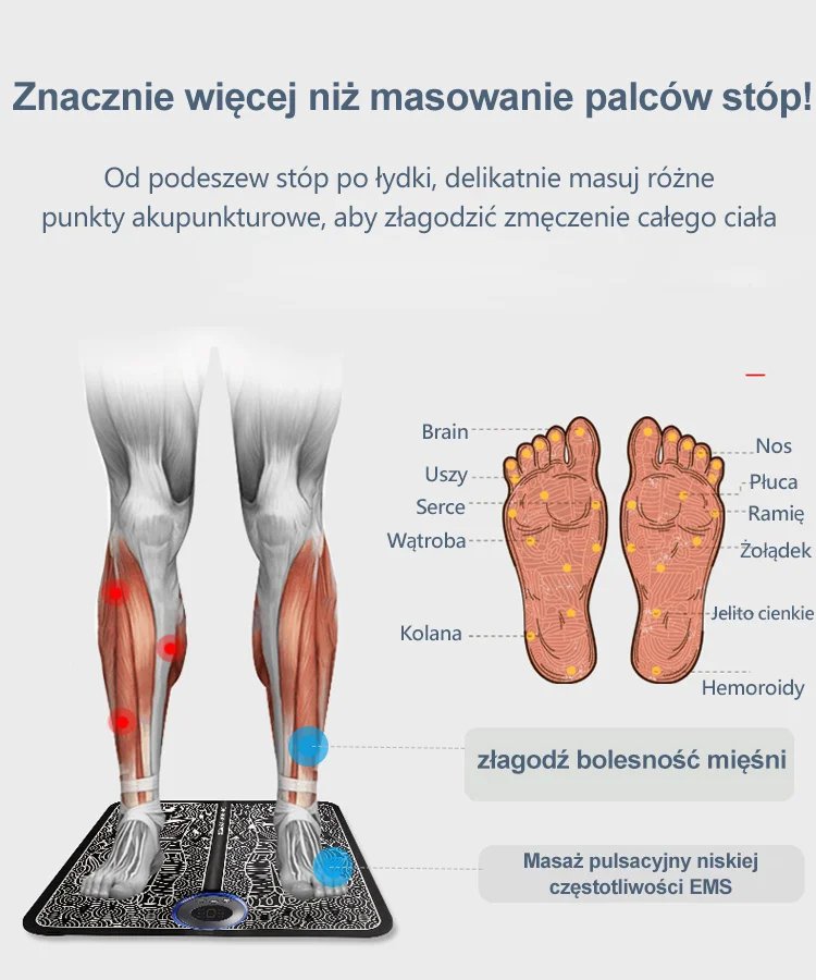 Inteligentny EMS poduszka stóp do masażu punktów akupunkturowych , urządzenie do upiększenia nóg