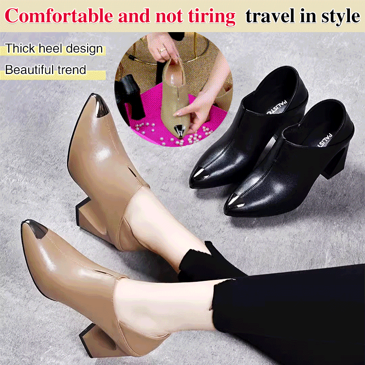 Closed Pointed Toe Horseshoe Heel Dual-use High Heels Shoes 