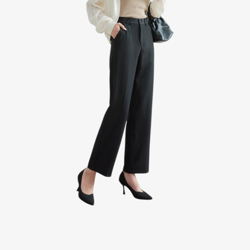 블랙 여성 일자 정장바지 전체샷